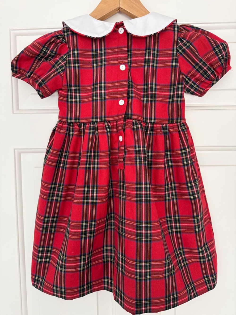 NWT Girls Red Tartan Plaid Christmas Holiday Dress with Peter Pan Collar - Picture 4 of 6